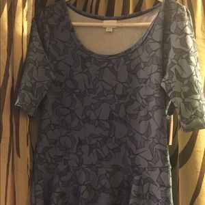 Large lularoe Nicole blue with bird print